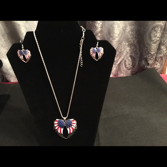 Jewelry - Patriotic necklace and earrings